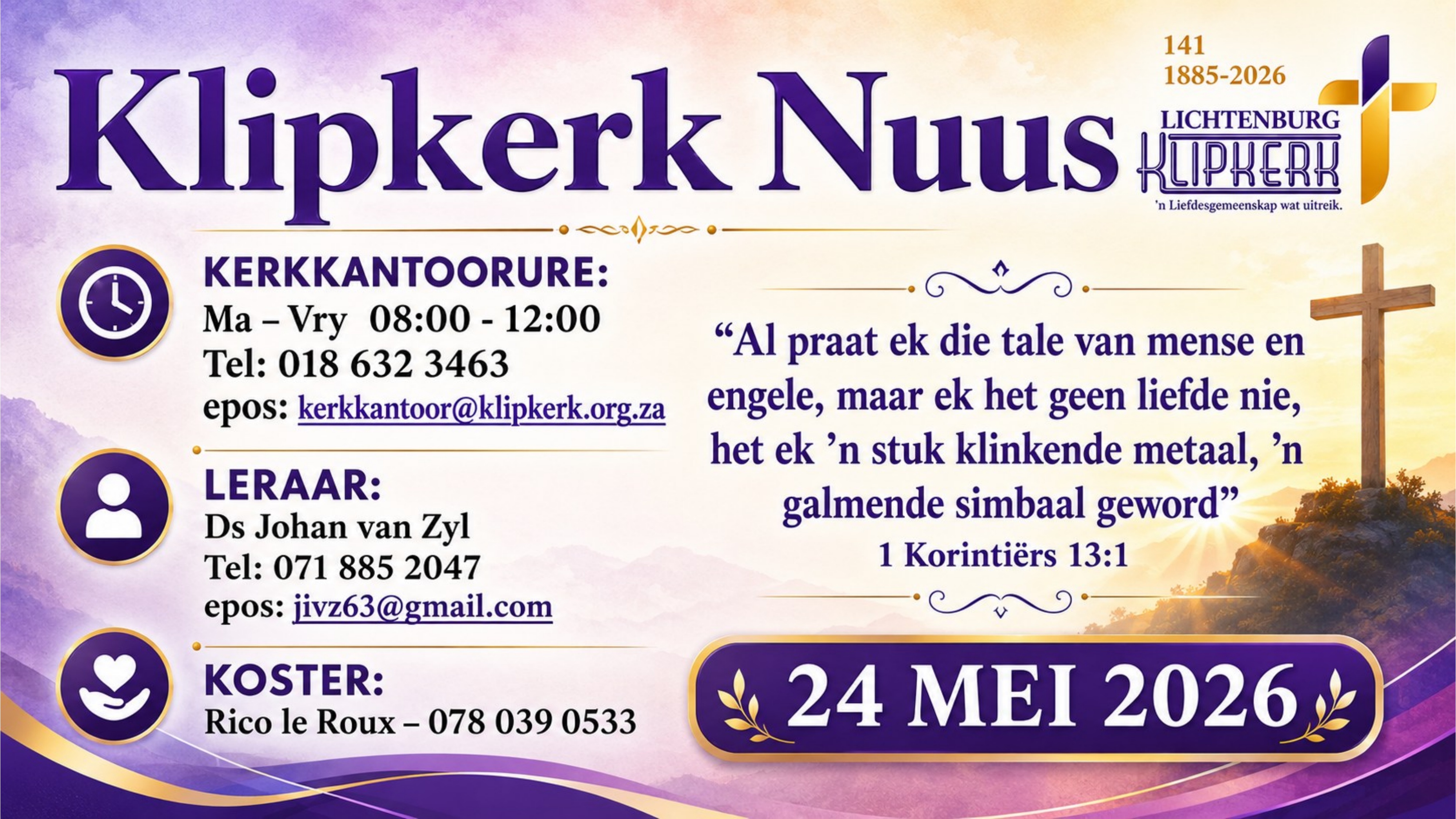Weeknuus Lichtenburg N G Klipkerk, afkondigings